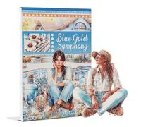 Snylcce Libro de calcomanías Blue Gold Symphony Series, 20 hojas de calcomanías vintage de PET para álbumes de recortes, diario basura, efemera y manualidades decorativas, calcomanías de diseño floral