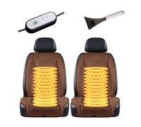 Snyucve Mantenerse abrigado en Invierno , Fundas Asiento Coche, Funda de Asiento de Franela súper cálida,Brown-twoseats