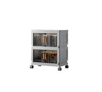 SNZ Caja de almacenamiento con tapa, 2 x 15 l (36 x 22 x 19 cm), color gris, apilable con ruedas y cierre magnético, caja organizadora para juguetes, libros, cosméticos, aperitivos, hogar