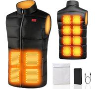 SNZ Chaleco térmico para hombres y mujeres con paquete de baterías, 12 zonas de calefacción, chaqueta térmica eléctrica para exteriores, trabajo, camping, Negro (con batería de 10000 mAh), XX-Large