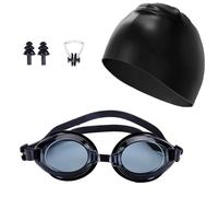 SNZ Gafas Natación Adultos 4 Piezas con Gorro - Antivaho Permanente y UV400, Material de Silicona Suave Ajustable para Hombre/Mujer, Incluye Tapones y Clip Nasal