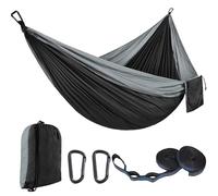 SNZ Hamaca de Camping Ultraligera, 270x140 cm, Nailon de Paracaídas 210T, 200 kg de Capacidad, Incluye Cintas para Árboles y Mosquetones de Acero - Portátil para Senderismo, Viajes, Jardín y Playa