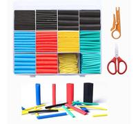 SNZ Juego de Tubo Termorretráctil para Cables, Protector Térmico en 5 Colores y 12 Tamaños, Incluye Pelacables y Tijeras - 530 Piezas
