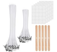SNZ Kit de Mechas para Velas,Kit para Hacer Velas,Parafina para Velas,100 Mechas de Velas Algodón Natural,100 Adhesivos y 5 Soportes de Madera, Ideal para DIY en la Fabricación de Velas y Candelabros