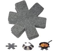 SNZ Protector de Sartenes - Juego de 9 Piezas (38cm) - Separador de Sartenes de Fieltro Antideslizante - Salvamanteles para Ollas Calientes, Tefal, WMF, ELO - Gris