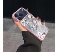 So Cool - Carcasa para teléfono móvil, diseño de flores en 3D con detalle de cadena, color rosa