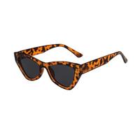 SO&EI - Gafas de sol estilo ojo de gato con diseño de leopardo para mujer, estilo retro, transparentes, con montura anti-Blu-Ray, para hombre, con protección UV400, color gris leopardo, talla única