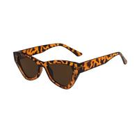 SO&EI Gafas de sol estilo ojo de gato con diseño de leopardo para mujer, estilo retro, transparentes, con montura anti-Blu-Ray, para hombre, con protección UV400, color té de leopardo, talla única