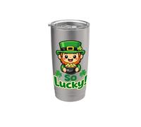 So Lucky Leprechaun Lindo Trébol Irlandés Día de San Patricio Vaso térmico de acero inoxidable de doble pared