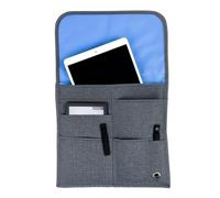 SO~Mine Airplane Pocket Organizer | Tray Table Cover | In Flight Seat Back Organizer Bag | Commuter Essential Travel Bag | Media Pouch For Flying | Travel Gift | Attaches To Luggage | Charcoal/Cobalt