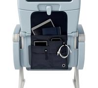 SO~MINE Airplane Pocket Organizer | Tray Table Cover | In Flight Seat Back Organizer Bag | Commuter Essential Travel Bag | Media Pouch For Flying | Travel Gift | Attaches To Luggage (Black)