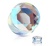 So Scene Aurora Borealis - Medidores de oreja de cristal con doble montura, 22MM - 7/8 INCH, Vidrio, Sin gemas.