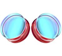 So Scene Aurora Borealis - Medidores de oreja de cristal de doble sillín, 22MM - 7/8 INCH, Vidrio, Sin gemas.