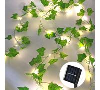 SOAIY 10M Cadena de Luces de Hiedra Solar, Guirnalda Luces de Hadas Impermeable, 8 Modos Regulable y Temporizador, 100 LEDs, Cadena de Hiedra Artificial Exterior para Balcón Jardín Bodas