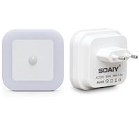 SOAIY [2 PCS] Luces pasillo sensor movimiento Blanco Cálido, luz nocturna sensor movimiento enchufe LED, luz nocturna infantil enchufe para pasillos, baños, habitaciones, cocinas