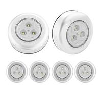SOAIY® [6 PCS] Luz de noche alimentada por baterías con Pulsador, Sin cable en el armario, cocina, pasillos, escaleras, habitaciones infantiles, garajes, baúles para automóviles (6 PCS-Smd)