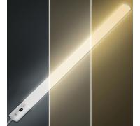 SOAIY 60CM Luz bajo Armario con Sensor de Mano, Lampara de Interior 3 Colores y Brillo Ajustable, Alimentado de 5V USB, Luz LED Adhesiva para Cocina, Armario Estantería
