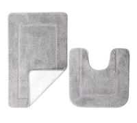 SOANNY Alfombra de baño 2 Piezas, Microfibra Antideslizante y de Secado rápido, 53x86 cm & 50x50 cm, Gris