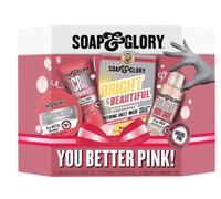 Soap and Glory You Better Pink! Mini set de regalo | Lujoso cuidado corporal con jabón corporal, mantequilla y exfoliante + máscara de hoja que aumenta el brillo | Regalo de cumpleaños perfecto para