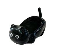 Soap Dish - Decorative Cat Shape Soap Saver | Self Draining Soaps Holder - Cute Cream or Black Big Eye Cat Soaps Dish with No Punch Easy Installation & Şimple Cleaning for Bathroom Decor