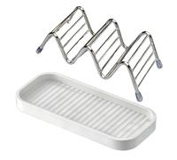 Soap Dish - Stainless Steel Modern with Tray,Bathroom Soap Holder Shower Rack | For Sponge Cleaning Brush Scrubber Home Apartment Sink Countertop Dorm RV 7.4x3.23x1.97 Inches