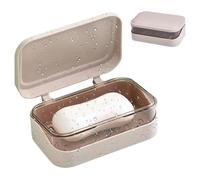 Soap Dish with Lid - Bathroom Soap Dish | Double Layer Container | Drainable Creative Soaps Dishes, Portable for Travel Hiking, Leakproof Dustproof, 13.2x8x5cm