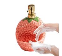 Soap Dispenser For Bathroom Kitchen - 20 Oz Strawberry Ceramic Refillable Bottle | with Sponge Holder F0r Vanity Countertop | Perfect For Hand Soaps Lotion Conditioner Body Wash and Dish Soaps