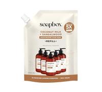 Soapbox Recambio de jabón de manos líquido, leche de coco y sándalo, vegano, sin parabenos, hidratante, lavado de manos natural para cocina y baño, repuesto de medio galón de 64 onzas (paquete de 1)