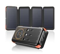SOARAISE-Cargador-Solar-25000mAh-20W-Solar-Power-Bank con 3 Cables y 4 Paneles Solares, USB C Batería Externa Carga Rápida con Linterna LED para Camping