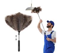 Soarer Plumero de plumas de avestruz extensible, mango largo esponjoso de 40 pulgadas, reutilizable, para limpiar ventiladores de techo, lámpara colgante, techo alto, persianas, muebles