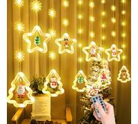 SOARFLY Guirnaldas Luminosas Estrellas, Luces de Navidad Estrellas 3m 100 LED, Luces de Navidad con Control Remoto 8 Modos Cortina de Luces Decoración para Interior Exterior Navidad, Blanco Cálido