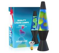 Soarling Lámpara de movimiento líquido, lámpara de movimiento líquido relajante, luz de noche de ambiente para dormitorio, adultos, niños, regalo (líquido azul oscuro de 14,5", cera amarilla)