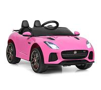 SOARS 12V Coche Jaguar F-Type SVR, Velocidad Ajustable hasta 5 Km/H, para 3-8 Años, Vehículo Eléctrico a Batería con Marchas Adelante, Atrás y Freno, Cargador Incluido, 107x 66 X 50cm (Rosa)