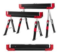 SOARS 2 caballetes de trabajo de altura regulable, caballete plegable máx. 1180 kg, con superficie de trabajo antideslizante, soportes plegables y asa, soporte para andamios, ayuda para sierra (rojo)