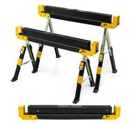 SOARS 2 caballetes de trabajo de altura regulable, caballete plegable máx. 1180 kg, con superficie de trabajo antideslizante, soportes plegables y asa, soporte para andamios, ayuda para sierra