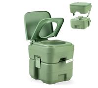 SOARS 20L Inodoro Portátil con Depósito de Agua Residual y de Agua Dulce Extraíble, Baño Portatil con Cisterna, Carga 100 KG(MAX), HDPE, WC Portatil con Tapa para Senderismo Viaje Camping (Verde)