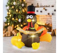 SOARS Acción de Gracias Decoración, Turquía con calabaza hinchable, 3 luces brillantes, con 4 estacas de tierra, 2 cuerdas, Deco Acción de Gracias, interior exterior, para casa, jardín