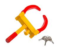 SOARS antirrobo de coche con ruedas ajustable en 9 posiciones, antirrobo de neumáticos sólido y seguro, 3 llaves incluidas, material de metal resistente, para coche, remolque, SUV, amarillo+rojo