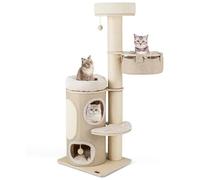 SOARS Árbol rascador grande, 154 cm con tonel rascador, tronco de 14 cm de grosor, plataformas, cavidad para tumbarse, bolas de peluche, cojín de peluche lavable, árbol rascador para gatos, árbol