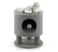 SOARS Barril Rascador para Gatos, Poste Rascador y Taburete, Cueva para Gatos con 3 Postes de Sisal y Pelota de Juego, árbol para Gatos con Capacidad para 60 kg, 40 x 40 x 47 cm (Gris)