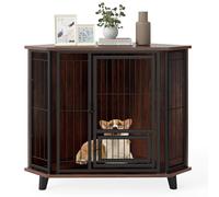 SOARS Jaula esquinera para perros, caja para el hogar, caseta interior para perros pequeños/medianos, casa para perros con puerta de alimentación, puerta con cerradura, 60 x 60 x 71,5 cm