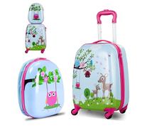 SOARS Juego de Maletas de Viaje Cabina para Niños, Juego Maletas de Viaje, 16" Maleta con Ruedas + 12" Mochila Infantil con Asa y Correas Ajustables, Individual Maleta Pequeña para Niños (Primavera)