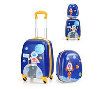 SOARS Juego de Maletas de Viaje Cabina para Niños, Juego Maletas de Viaje, 16" Maleta con Ruedas + 12" Mochila Infantil con Asa y Correas Ajustables, Individual Maleta Pequeña para Niños (Astronauta)