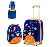 SOARS Juego de Maletas de Viaje Cabina para Niños, Juego Maletas de Viaje, 18" Maleta con Ruedas + 12" Mochila Infantil con Asa y Correas Ajustables, Individual Maleta Pequeña para Niños (Astronautas)