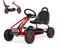 SOARS Kart Pedales para Niños de +3 Años, Kart con Asientos Regulable en 2 Posiciones y 4 Ruedas Antideslizantes, Marcha Adelante y Atrás, Kart con Freno de Mano, Carga Máxima 30kg (Rojo)