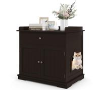 SOARS Mueble arenero para gatos con 2 puertas y cajón, armario para gato de madera con entrada lateral, cueva refugio multiusos para salón, dormitorio y entrada, 76 x 53 x 74 cm