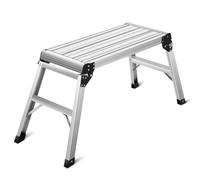 SOARS Plataforma de Trabajo de Aluminio, Banco de Tijera con Capacidad de Carga de hasta 150 Kg, Escalera de Plataforma con Alfombrilla Antideslizante y Cierres de Seguridad, para Casa y Garaje
