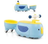 SOARS Portador Niño, Coche Infantil con Luces, Remolque Desmontable, 6 Ruedas Universales, Carga 25 KG, Espacio de Almacenamiento Oculto, Regalo para Niño y Niña de 1 año + (Azul+Amarillo)