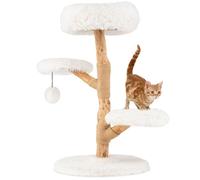 SOARS Rascador de madera, 90 cm, árbol para gatos con 3 plataformas, columnas para rascar y bolas de peluche, árbol pequeño para gatos trepador para gatos, muebles para gatos, color blanco