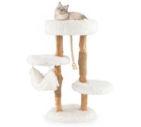 SOARS Rascador de madera, árbol para gatos con 2 troncos naturales de peral, hamaca y superficies de peluche, árbol rascador para gatos con cuerda de sisal y yute, muebles para gatos, árbol trepador